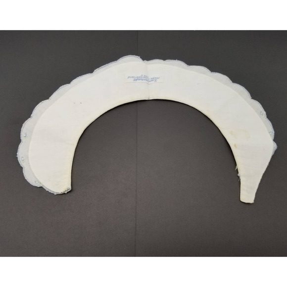 Vintage Silvercrest White Embroidered Collar Blue Flowers Floral MCM SIZE C - Picture 5 of 6